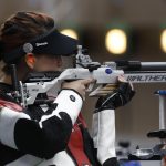 La mexicana Andrea Palafox fue registrada el pasado 30 de junio, durante la competencia de tiro modalidad rifle 10 metros de los Juegos Centroamericanos y del Caribe, en el polígono del estadio Jorge 'Mágico' González, en San Salvador (El Salvador). EFE/ Rodrigo Sura