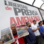 Un grupo de empleados de la editorial panamaña EPASA realiza una protesta en la ciudad de Panamá. Imagen de archivo. EFE/Alejandro Bolívar