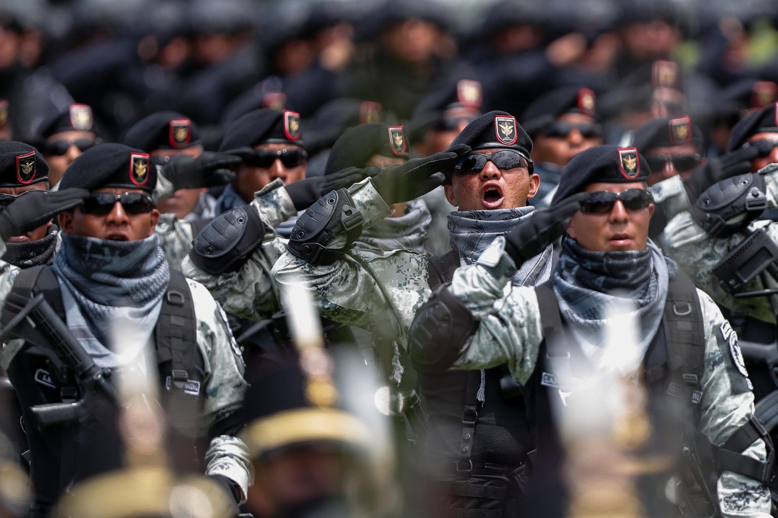 Fotografía que muestra hoy la ceremonia por el cuarto aniversario de la Guardia Nacional en Campo Marte, en la Ciudad de México (México). EFE/ Isaac Esquivel