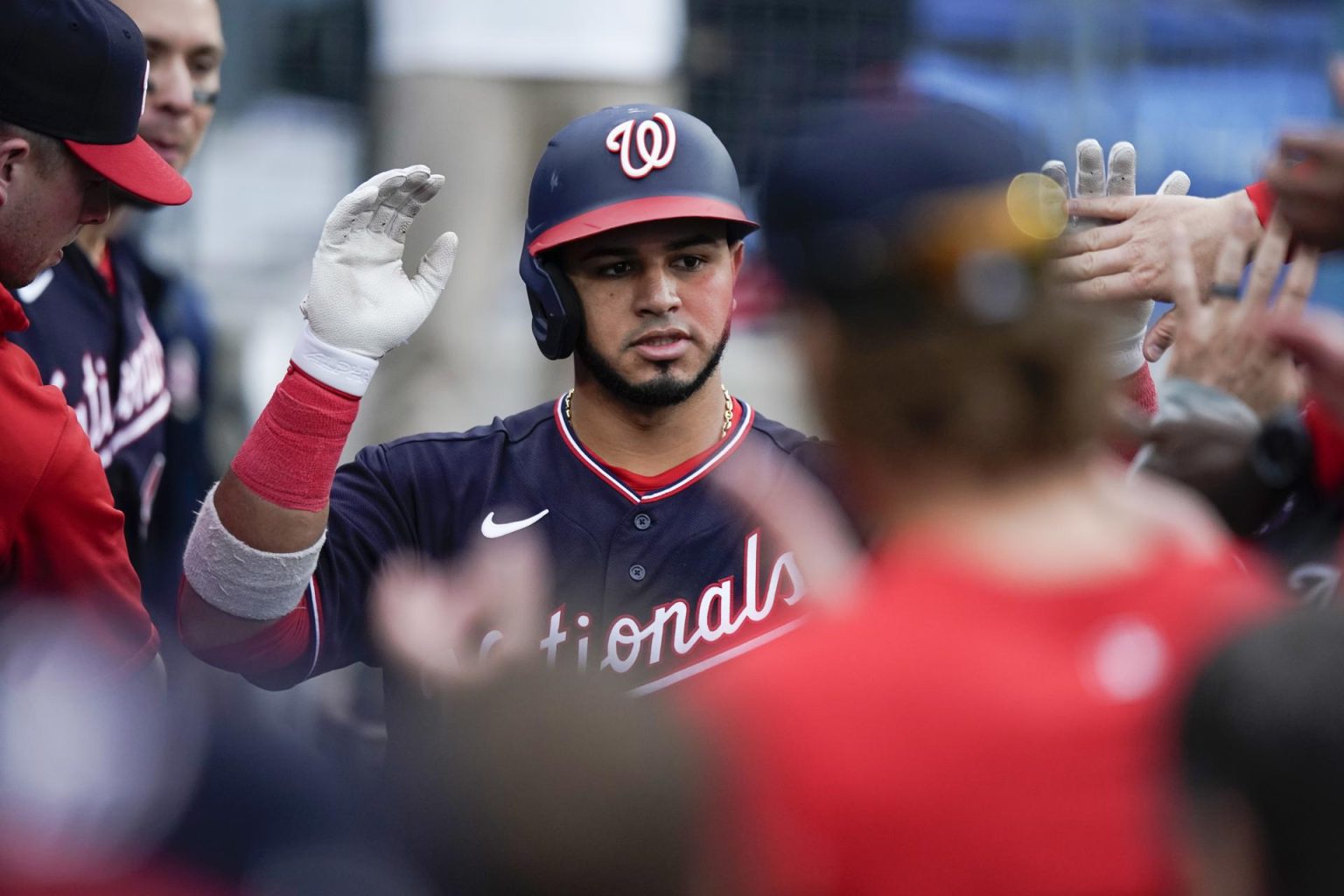 El venezolano Keibert Ruiz de los Nacionales de Washington, en una fotografía de archivo. EFE/EPA/CAROLINE BREHMAN