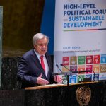 Fotografía cedida por la ONU donde aparece su secretario general, António Guterres, mientras habla durante la apertura del "Foro Político de Alto Nivel sobre el Desarrollo Sostenible" hoy, en la sede del organismo internacional en Nueva York (Estados Unidos). EFE/ Eskinder Debebe /ONU/ SOLO USO EDITORIAL/ SOLO DISPONIBLE PARA ILUSTRAR LA NOTICIA QUE ACOMPAÑA (CRÉDITO OBLIGATORIO)