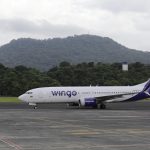 Fotografía de un avión de Wingo, el 7 de agosto de 2023, en el Aeropuerto Internacional Panamá Pacífico (BLB), en la Ciudad de Panamá (Panamá). EFE/ Carlos Lemos