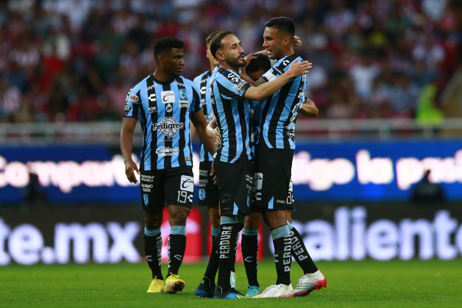 Jugadores del Querétaro celebran un gol, en una fotografía de archivo. EFE/ Francisco Guasco