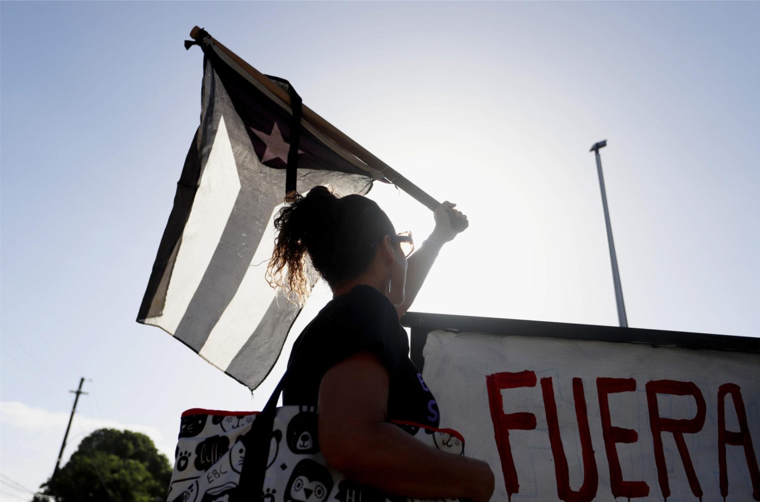 Personas participan durante una manifestación frente al Tribunal Federal hoy, en San Juan (Puerto Rico). EFE/Thais Llorca