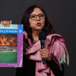 Fotografía de archivo de la secretaria de Educación Pública (SEP), Leticia Ramírez, durante una rueda de prensa en el Palacio Nacional de Ciudad de México (México). EFE/Sáshenka Gutiérrez