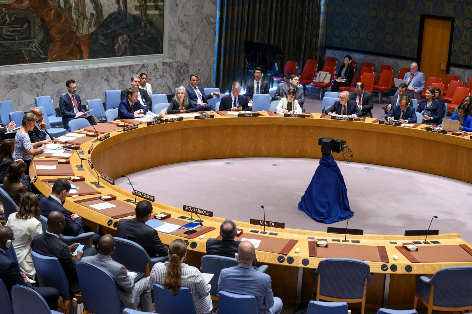 Fotografía cedida por la ONU donde se aprecia el pleno del Consejo de seguridad durante una reunión convocada por Albania hoy, en la sede del organismo en Nueva York (Estados Unidos). EFE/ Loey Felipe / ONU/ SOLO USO EDITORIAL/ SOLO DISPONIBLE PARA ILUSTRAR LA NOTICIA QUE ACOMPAÑA (CRÉDITO OBLIGATORIO)