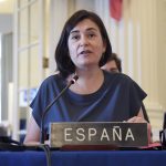 La observadora permanente de España ante la Organización de los Estados Americanos (OEA), Carmen Montón, habla durante una sesión ordinaria del Consejo Permanente celebrada hoy en la sede del organismo en Washington. EFE/Lenin Nolly