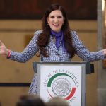 La presidenta de la Comisión de Derechos Humanos del Senado de México, Kenia López, participa en el "Encuentro nacional de mujeres" hoy en la Ciudad de México (México). EFE/Sáshenka Gutiérrez