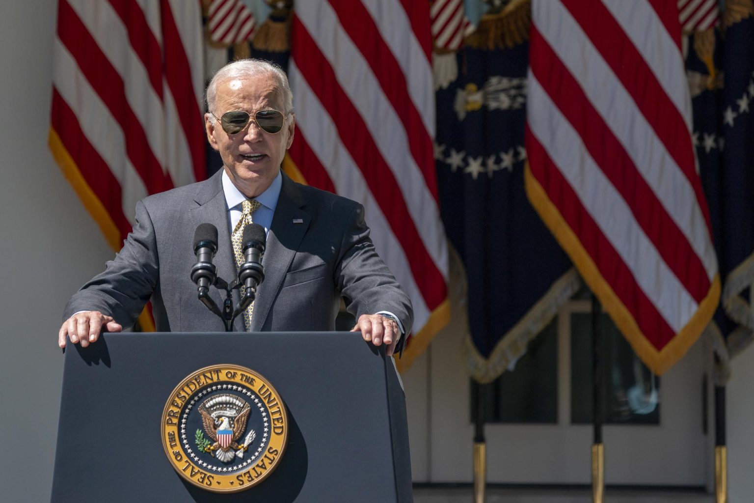 El presidente de Estados Unidos, Joe Biden, habla en conferencia de prensa en la Casa Blanca, en Washington (EE.UU.), este 1 de septiembre de 2023. EFE/EPA/Shawn Thew