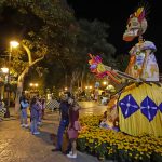 Fotografía de catrinas monumentales el 20 de octubre de 2023, en el marco del Festival Valle de Catrinas, en el municipio de Atlixco, en Puebla (México). EFE/ Hilda Ríos