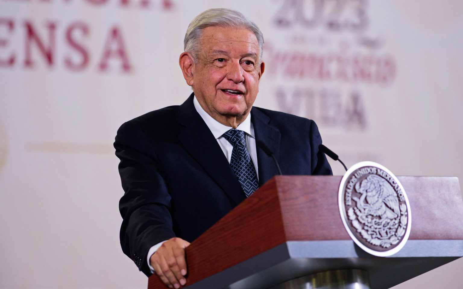 Fotografía cedida hoy por la presidencia de México del mandatario mexicano, Andrés Manuel López Obrador, durante una rueda de prensa en Palacio Nacional de la Ciudad de México (México). EFE/Presidencia de México/SOLO USO EDITORIAL/SOLO DISPONIBLE PARA ILUSTRAR LA NOTICIA QUE ACOMPAÑA(CRÉDITO OBLIGATORIO)