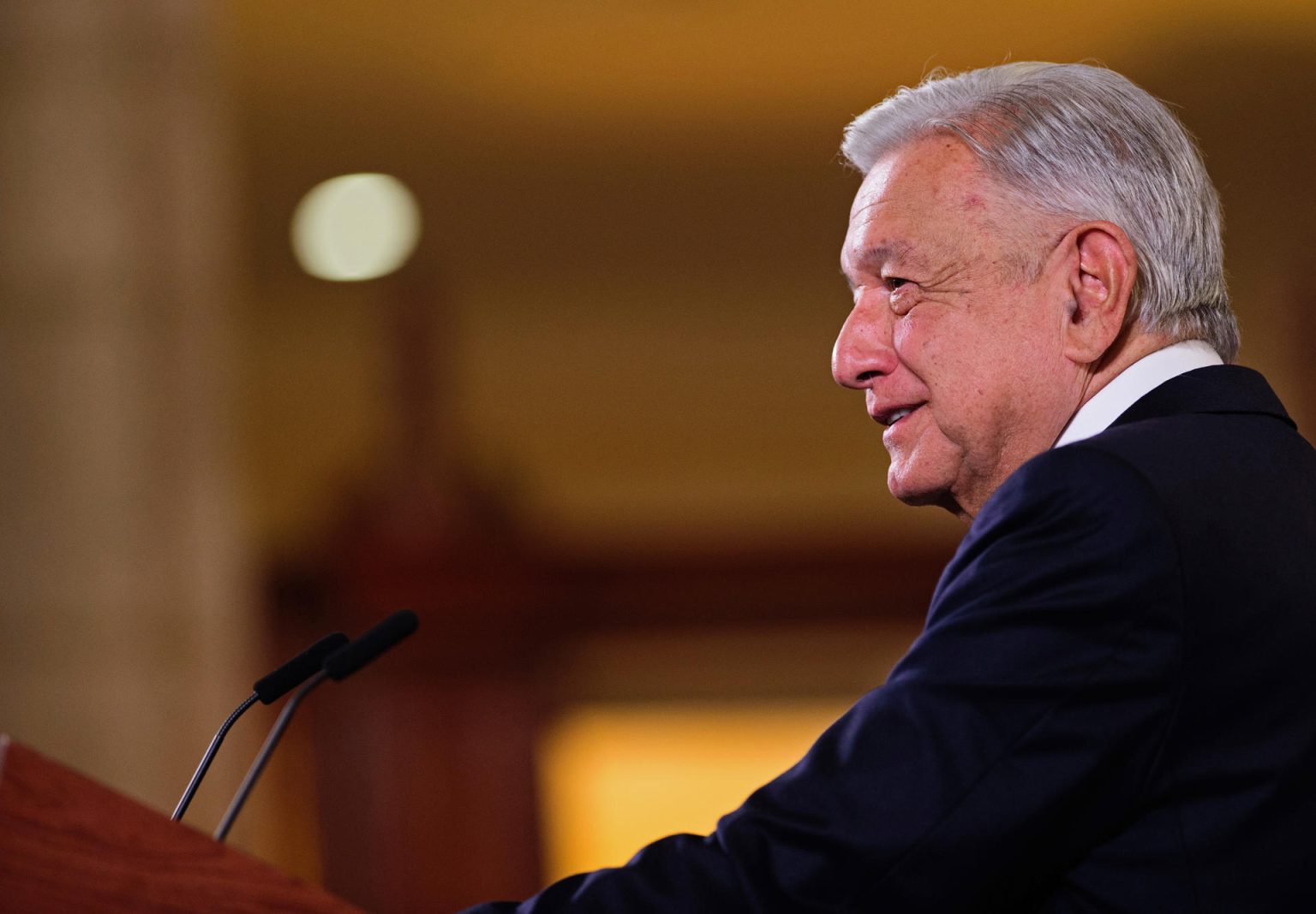 Fotografía cedida hoy por la presidencia de México del mandatario mexicano, Andrés Manuel López Obrador, durante una rueda de prensa en Palacio Nacional de la Ciudad de México (México). EFE/Presidencia de México/SOLO USO EDITORIAL/SOLO DISPONIBLE PARA ILUSTRAR LA NOTICIA QUE ACOMPAÑA(CRÉDITO OBLIGATORIO)