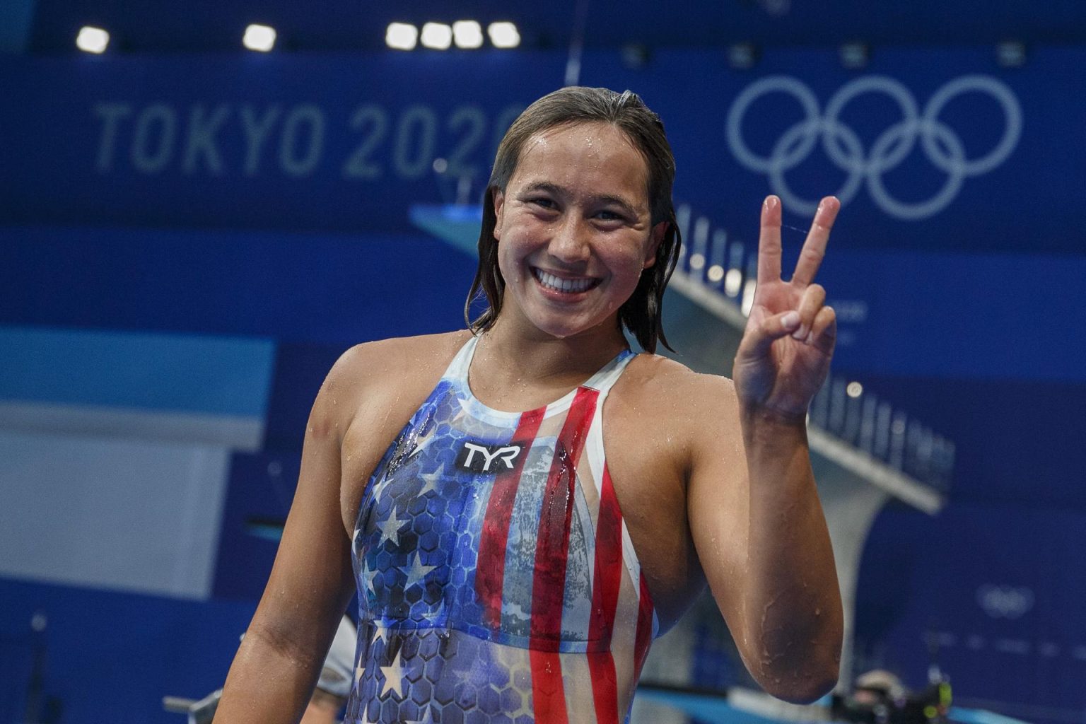 Fotografía de archivo en la que se registró a la nadadora estadounidense Erica Sullivan, durante los Juegos Olímpicos de Tokio 2020, en Tokio (Japón). EFE/Patrick B. Kraemer