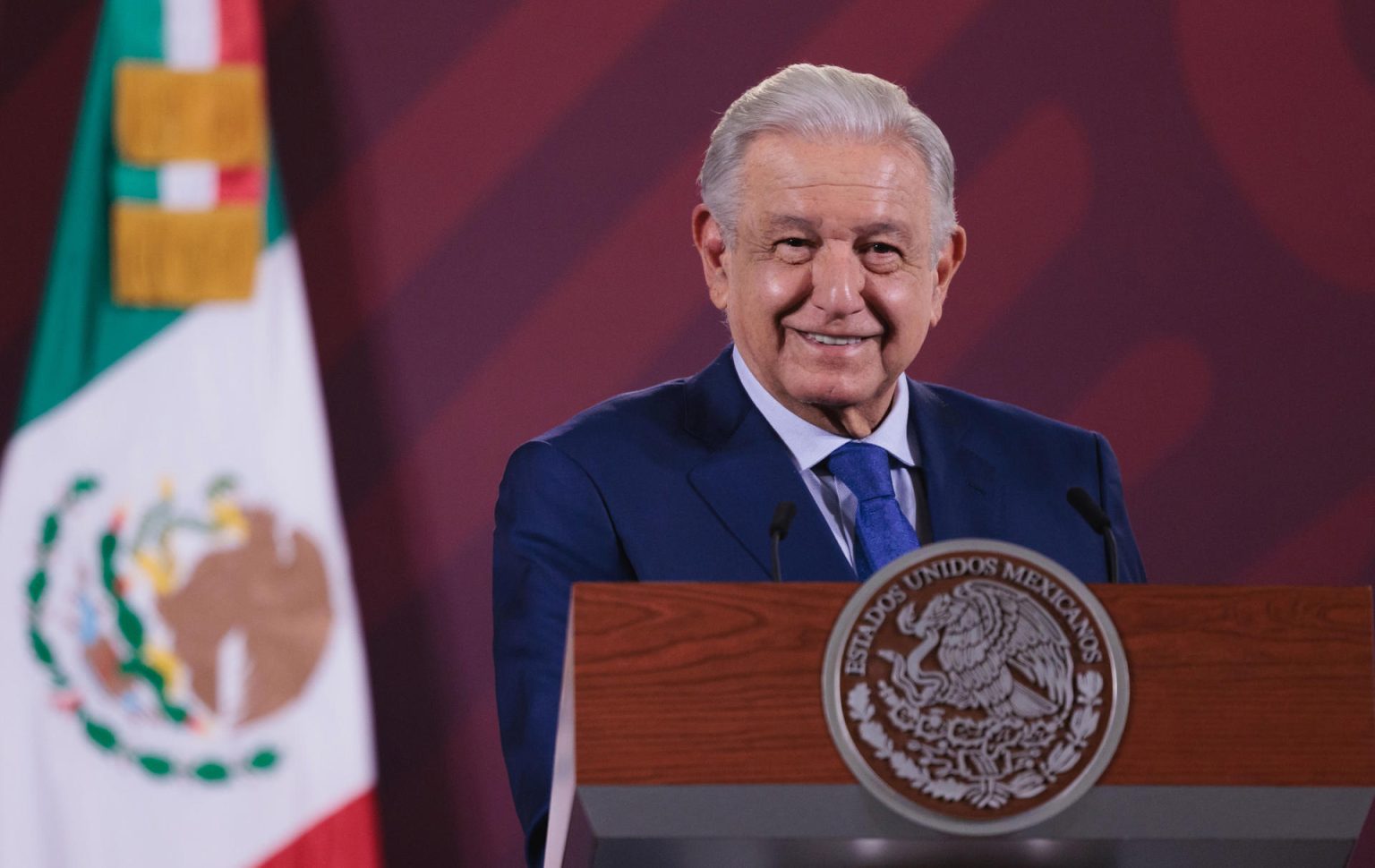 Fotografía cedida hoy por la presidencia de México, del mandatario mexicano, Andrés Manuel López Obrador, durante una rueda de prensa en Palacio Nacional de la Ciudad de México (México). EFE/Presidencia de México/SOLO USO EDITORIAL/SOLO DISPONIBLE PARA ILUSTRAR LA NOTICIA QUE ACOMPAÑA(CRÉDITO OBLIGATORIO)