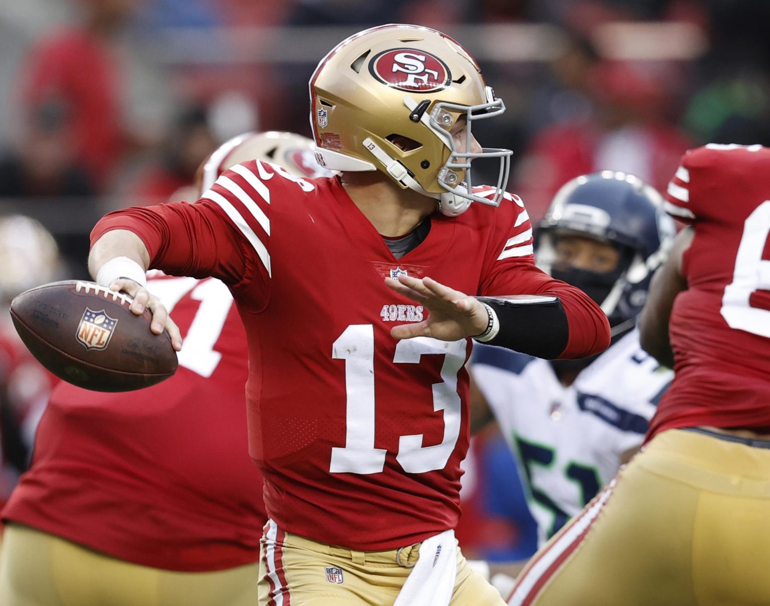 El mariscal de campo de los 49ers de San Francisco, Brock Purdy, en una fotografía de archivo. EFE/John G. Mabanglo