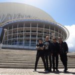 Foto de archivo de Maná, desde la izquierda: Alex González, Fher Olivera, Juan Calleros y Sergio Vallín, que posan delante del Coliseo de Puerto Rico en San Juan. EFE/ Thais Llorca