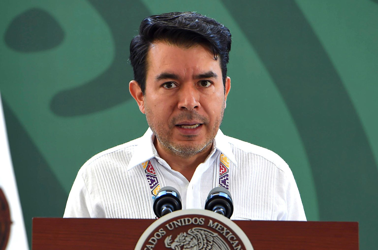 Fotografía cedida hoy por Presidencia de México, del subsecretario de Derechos Humanos, Población y Migración de la Secretaría de Gobernación (SG), Félix Arturo Medina durante una conferencia de prensa, la ciudad de Culiacán, estado de Sinaloa (México). EFE/ Presidencia de México /SOLO USO EDITORIAL/SOLO DISPONIBLE PARA ILUSTRAR LA NOTICIA QUE ACOMPAÑA (CRÉDITO OBLIGATORIO)