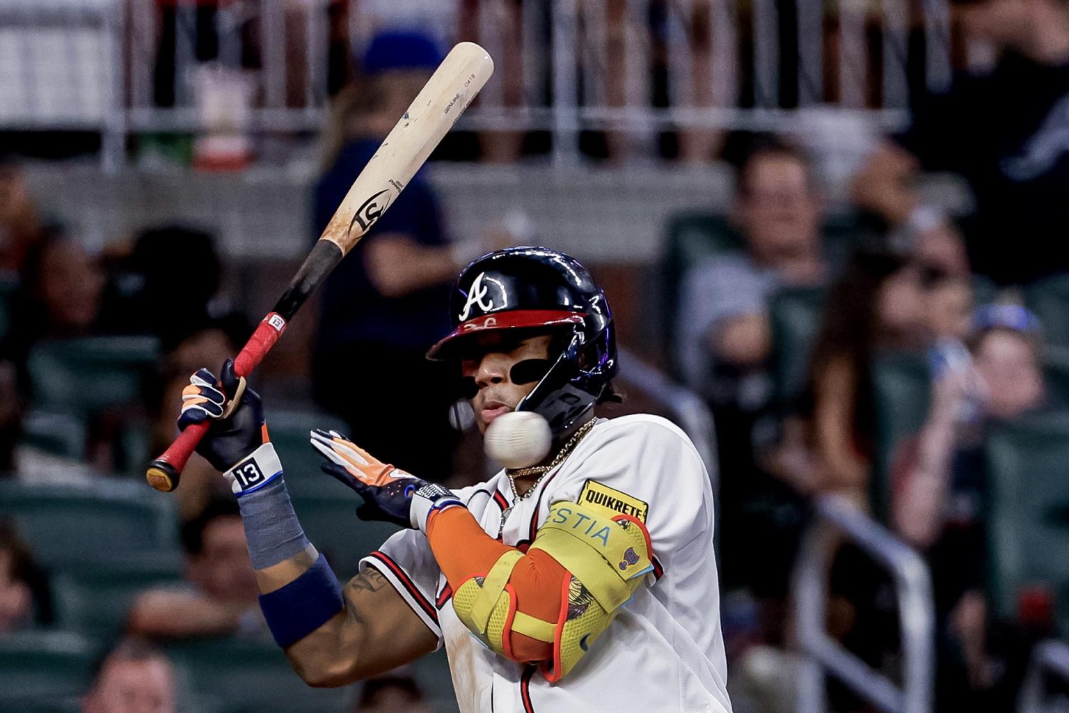 El venezolano Ronald Acuña Jr. de los Bravos de Atlanta, en una fotografía de archivo. EFE/Erik S. Lesser