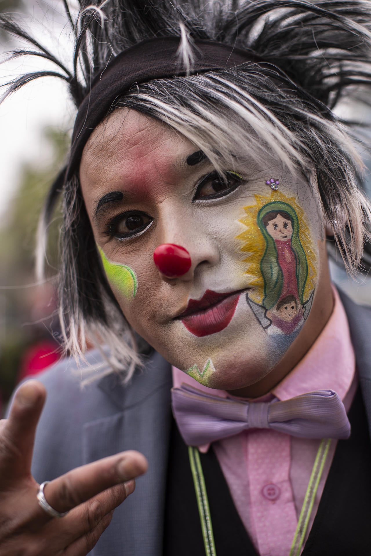 Payasos participan hoy en la XXXI peregrinación anual a la Basílica de Guadalupe, en Ciudad de México (México). EFE/ Isaac Esquivel
