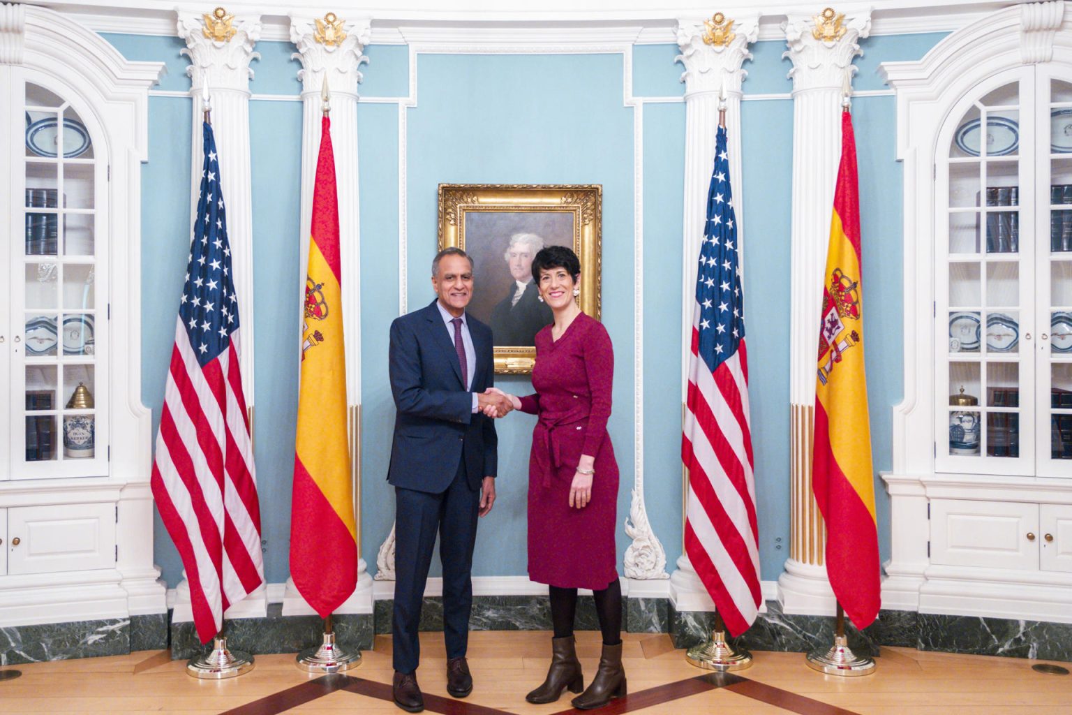 La ministra de Inclusión, Seguridad Social y Migraciones, Elma Saiz, durante su reunión ayer martes con Richard R. Verma, subsecretario de Estado de Administración y recursos en Washington DC. EFE/ Alberto Polo/ Ministerio de Inclusión, Seguridad Social y Migraciones***SOLO USO EDITORIAL/SOLO DISPONIBLE PARA ILUSTRAR LA NOTICIA QUE ACOMPAÑA (CRÉDITO OBLIGATORIO)***