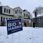 Fotografía de un aviso en un acto de campaña pro Biden, el 20 de enero de 2024, en Concord, Nuevo Hampshire (EE.UU.). EFE/ Octavio Guzmán