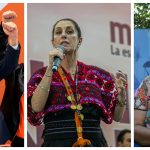 Combo de fotografías de archivo que muestra, desde la izquierda, a los candidatos a la Presidencia de México: Jorge Álvarez Máynez, por el partido Movimiento Ciudadano (MC); Claudia Sheinbaum, por el oficialista Movimiento de Regeneración Nacional (Morena), y Xochitl Gálvez, por el Frente Amplio por México, durante diferentes actos de campaña, en la Ciudad de México (México). EFE/ Archivo