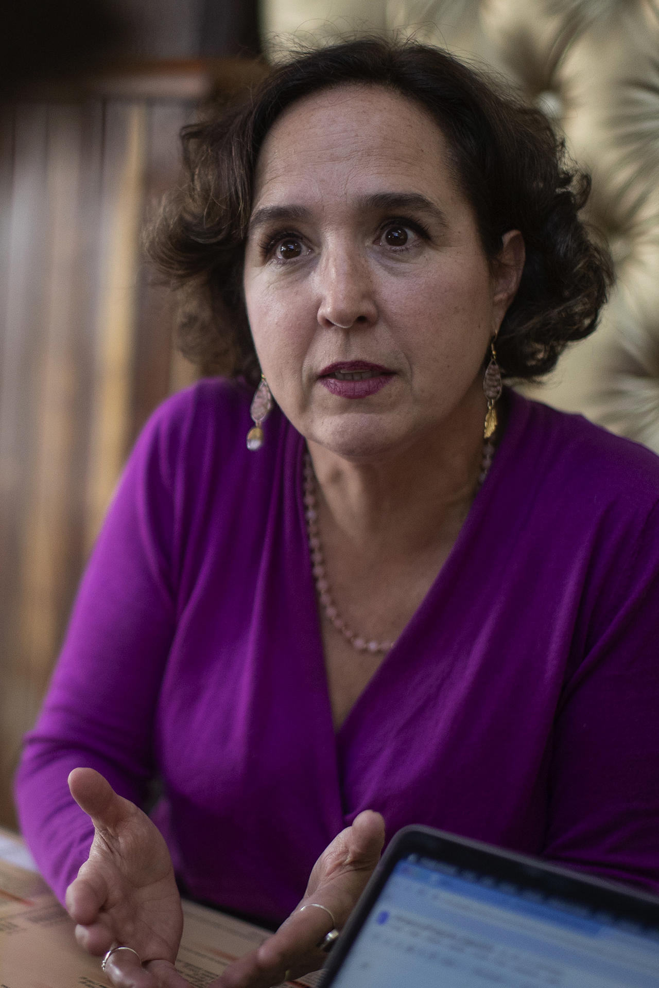 La abogada Ana Saiz, coordinadora del libro 'Vidas desplazadas. La migración en México', habla durante una entrevista con EFE el 26 de enero de 2024, en Ciudad de México (México). EFE/Isaac Esquivel
