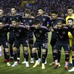 Jugadores de Inter Miami posan en un partido amistoso ante la selección de El Salvador. EFE/ Rodrigo Sura