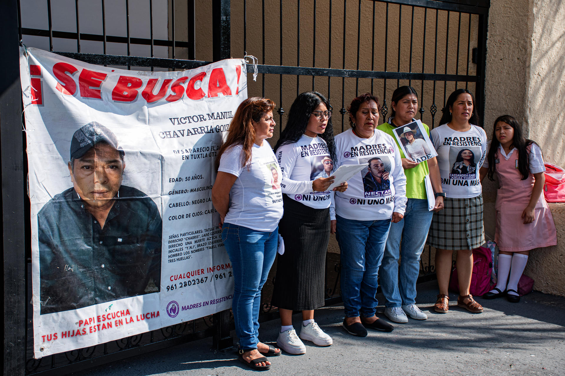 Familiares de personas desaparecidas se manifiestan hoy, en la ciudad de Tuxtla Gutiérrez (México). EFE/ Carlos López
