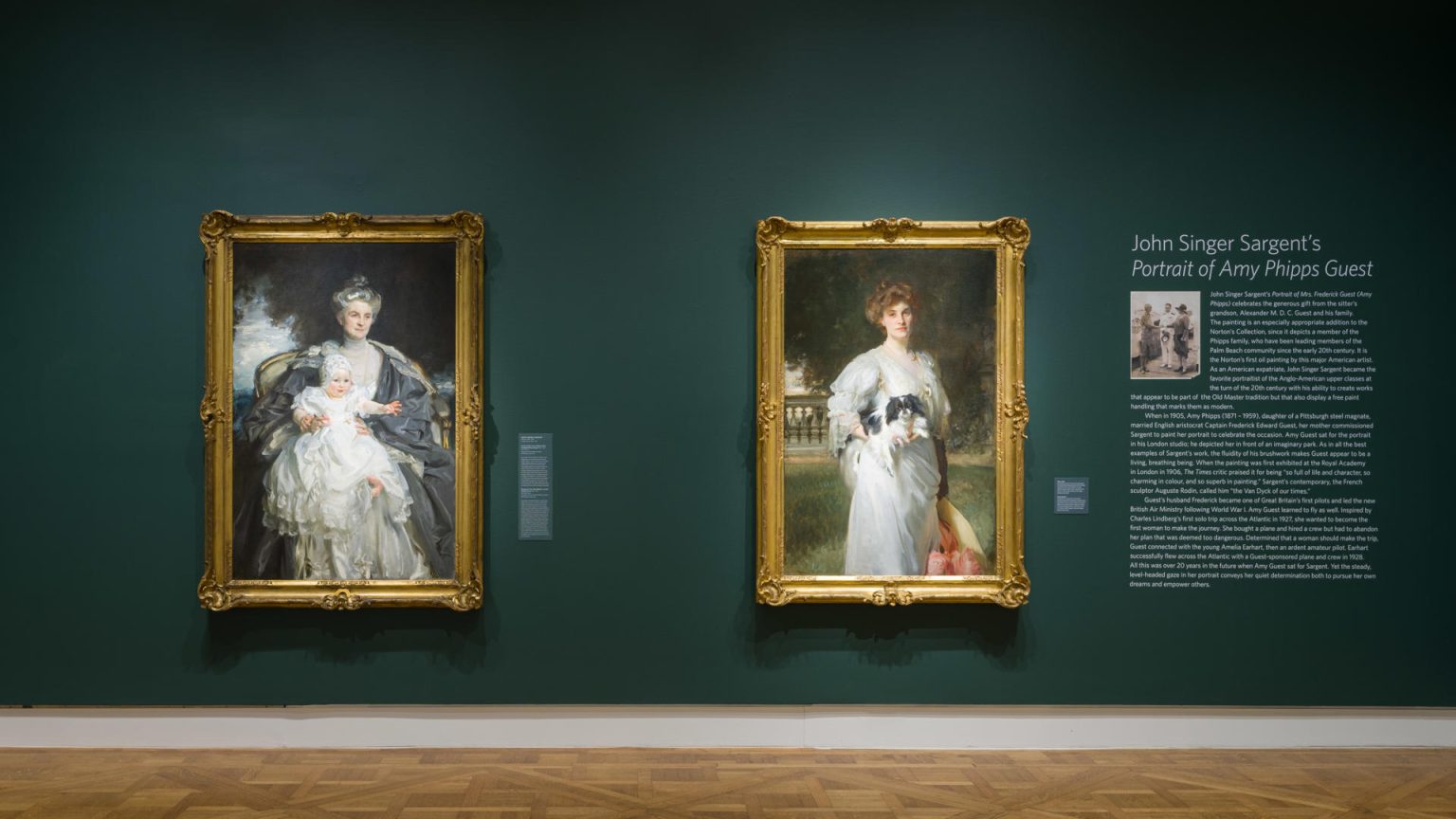 Fotografía cedida por el Museo de Arte Norton donde se muestran las obras 'Retrato de la señora Henry Phipps y su nieto Winston Guest' (i) y 'Retrato de la Sra. Frederick Guest (Amy Phipps)' (d) de John Singer Sargent, instaladas en el mueseo en Palm Beach, Florida. EFE/Norton Museum of Art /SOLO USO EDITORIAL /NO VENTAS /SOLO DISPONIBLE PARA ILUSTRAR LA NOTICIA QUE ACOMPAÑA /CRÉDITO OBLIGATORIO