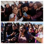 Combo de fotografías de archivo, donde se observa a las candidatas a la presidencia de México, Claudia Sheinbaum (arriba), por el oficialista Movimiento de Regeneración Nacional (Morena), y a Xochitl Gálvez (abajo), por el opositor Frente Amplio por México, durante actos de campaña en la Ciudad de México (México). EFE/Felipe Gutiérrez/Luis Torres