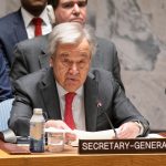 Fotografía cedida por las Naciones Unidas (ONU) que muestra a su secretario general, António Guterres, durante una reunión del Consejo de Seguridad sobre la situación en Oriente Medio hoy, en la sede del organismo en Nueva York (EE.UU.). EFE/ Eskinder Debebe/ONU SÓLO USO EDITORIAL/SÓLO DISPONIBLE PARA ILUSTRAR LA NOTICIA QUE ACOMPAÑA (CRÉDITO OBLIGATORIO)