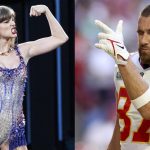 Combo de un par de fotografías de archivo en las que aparecen la cantante estadounidense Taylor Swift (i) y Travis Kelce, jugador de los Chiefs de la NFL. El romance entre la cantante y Kelce, una de las principales figuras del equipo de Kansas City, ha sido una de las grandes historias de la NFL esta temporada. EFE