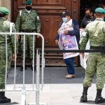 Fotografía de archivo de padres de los 43 jóvenes desaparecidos de Ayotzinapa salen del Palacio Nacional, luego de una reunión con el presidente de México, Andrés Manuel López Obrador, en Ciudad de México (México). EFE/Carlos Ramírez