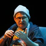 El productor estadounidense Steve Albini participa en un conversatorio este jueves en el marco del Festival Internacional de la Música (FIM), en el Conjunto Santander de Artes Escénicas de Guadalajara (México). EFE/ Francisco Guasco