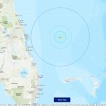 Captura de la página de medición del Servicio Geológico de EStados Unidos (USGS) donde se muestra la localización del raro sismo de magnitud 4,0 que se registró en la noche del miércoles a unos 163 kilómetros de Cabo Cañaveral, en la costa este de Florida, sin que se produjeran daños. EFE/USGS /SOLO USO EDITORIAL /NO VENTAS /SOLO DISPONIBLE PARA ILUSTRAR LA NOTICIA QUE ACOMPAÑA /CRÉDITO OBLIGATORIO