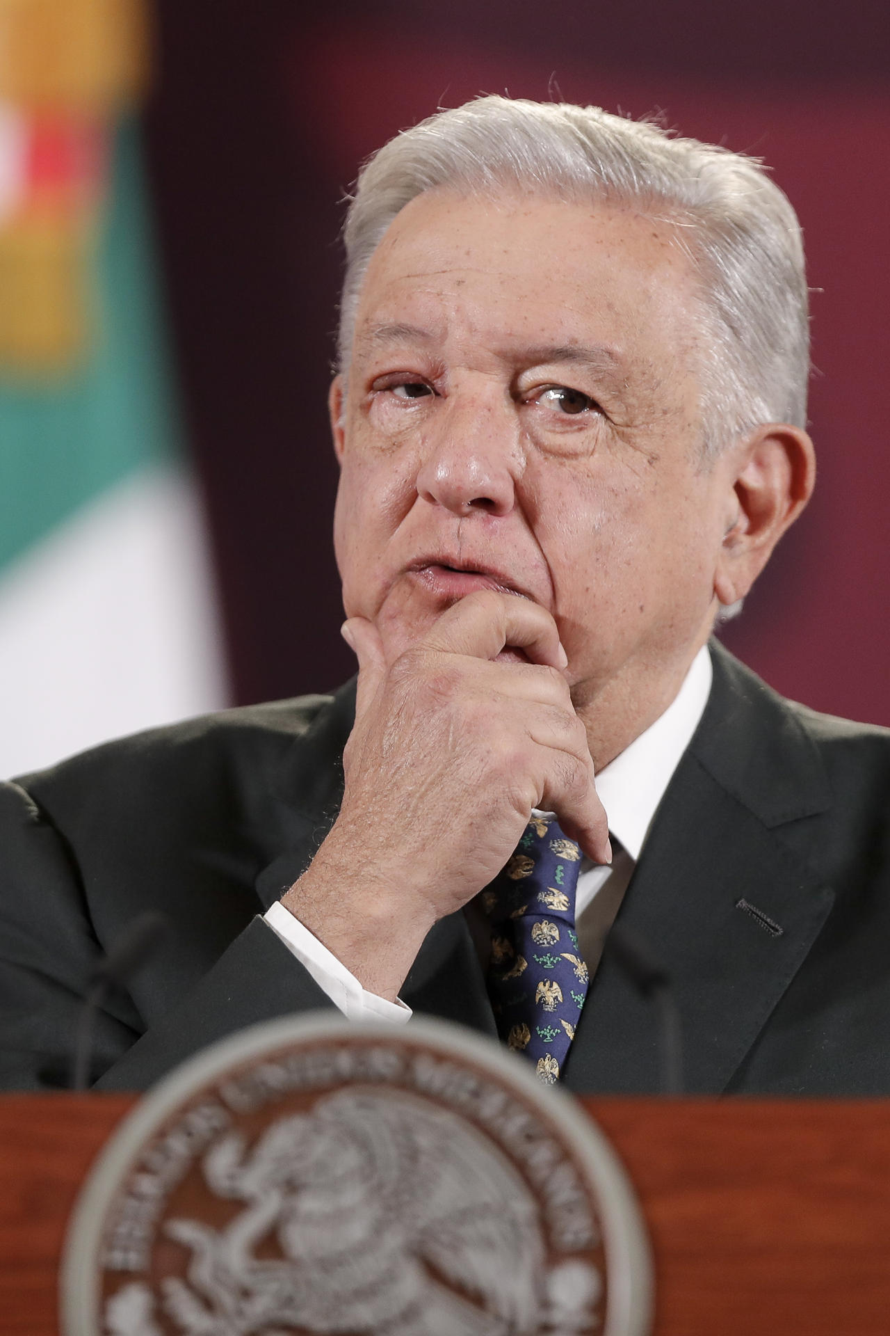 El presidente de México, Andrés Manuel López Obrador, participa hoy en su conferencia matutina en Palacio Nacional, de la Ciudad de México, (México). EFE/ Isaac Esquivel
