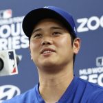 El japonés Shohei Ohtani de Los Angeles Dodgers, durante una rueda de prensa en Seúl. EFE/EPA/YONHAP SOUTH KOREA OUT