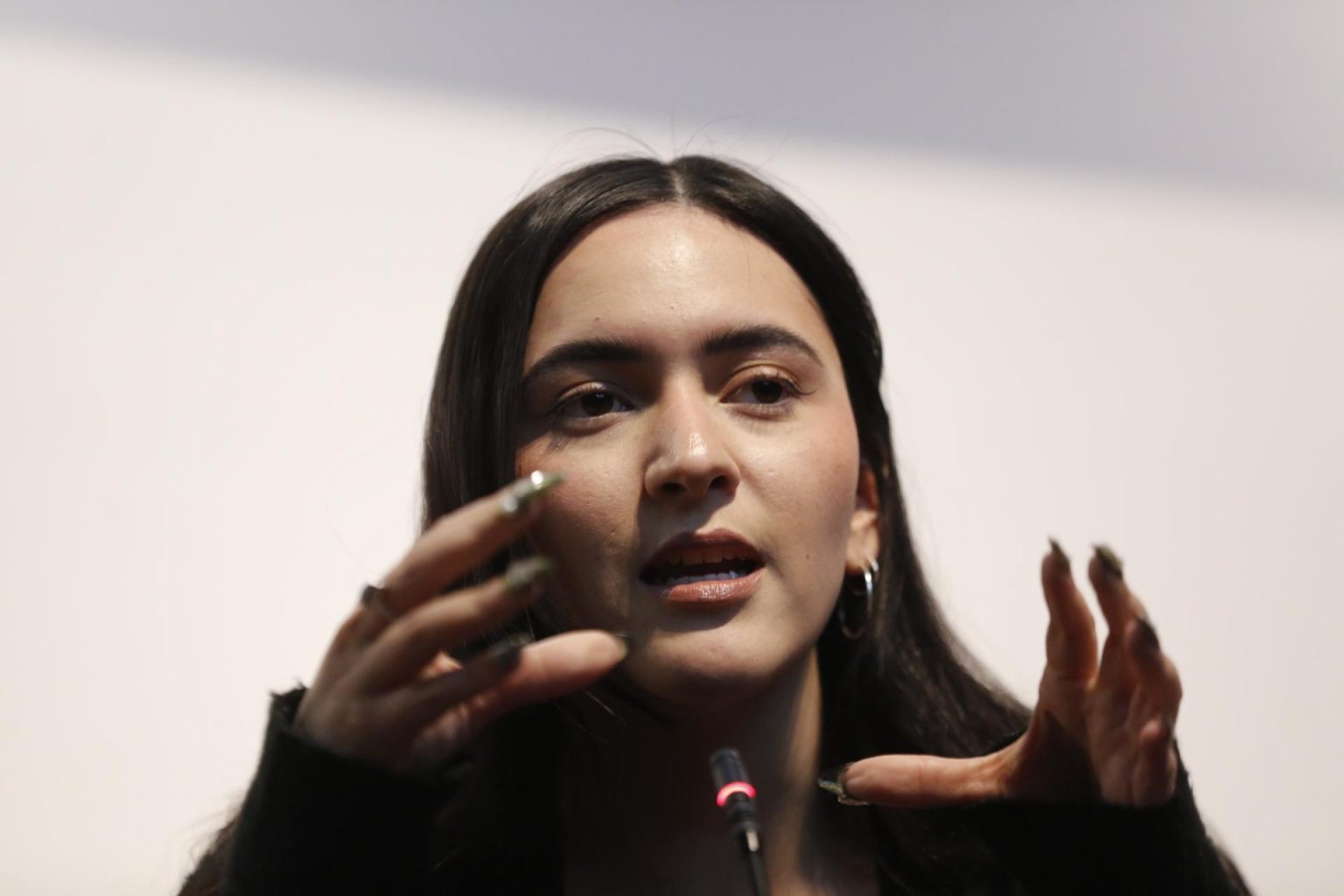 La artista impulsora del proyecto 'Medusa', Angélica Barba, participa durante una rueda de prensa este viernes, en la ciudad de Guadalajara, en Jalisco (México). EFE/ Francisco Guasco