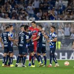 Jugadores de los Rayados de México fueron registrados este jueves, 14 de marzo, al festejar su victoria sobre Cincinnati de Estados Unidos, al final del partido de vuelta de esta llave de los octavos de final de la Copa de Campeones de la Concacaf, en el Estadio BBVA, en Monterrey (México). EFE/Miguel Sierra