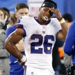 Fotografía de archivo del excorredor de los New York Giants, Saquon Barkley. EFE/Jason Szenes