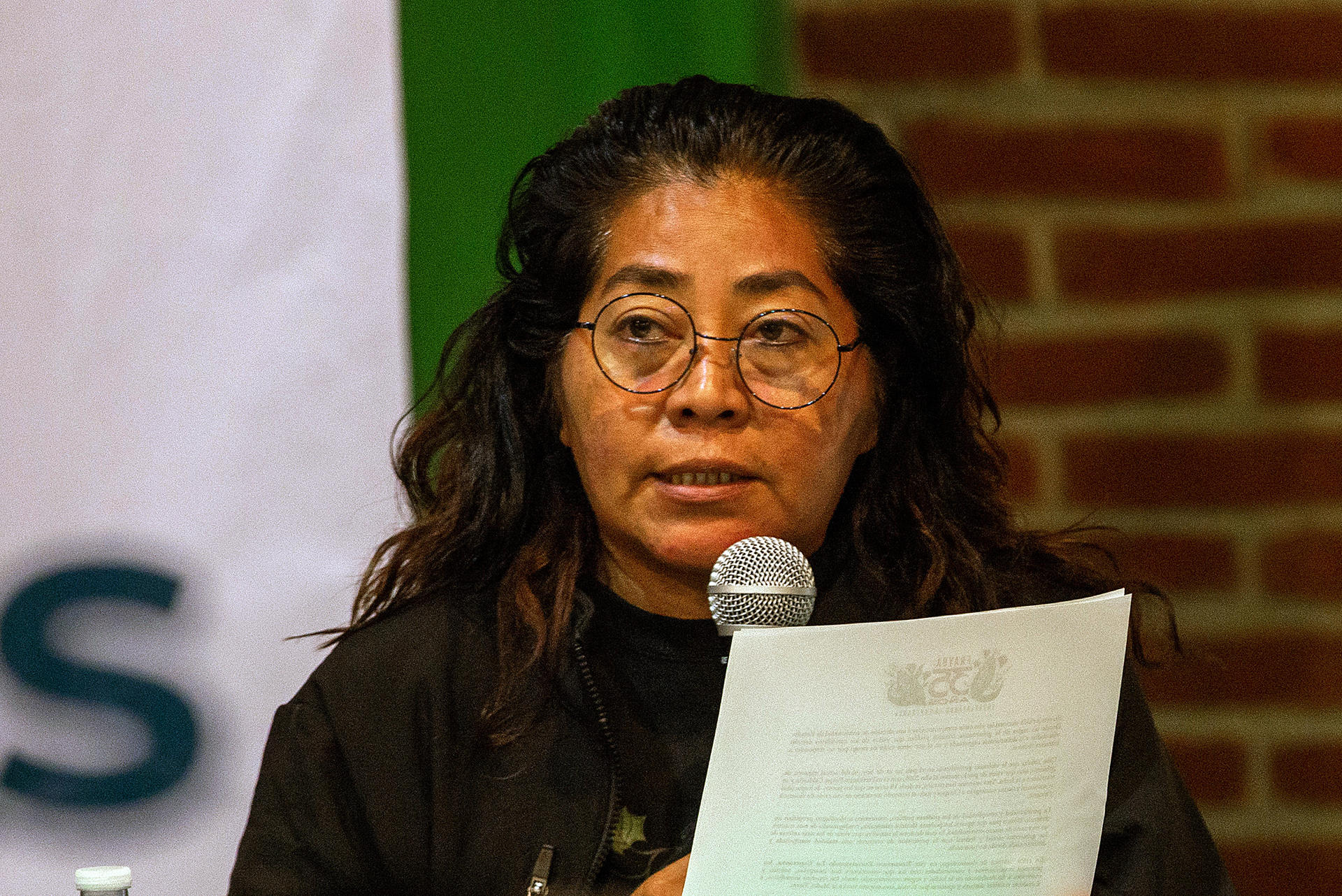 La directora del Centro de Derechos Humanos, Dora Lilia Roblero participa durante el 35 aniversario de la organización este jueves en San Cristobal de las Casas, estado de Chiapas (México). EFE/Carlos López
