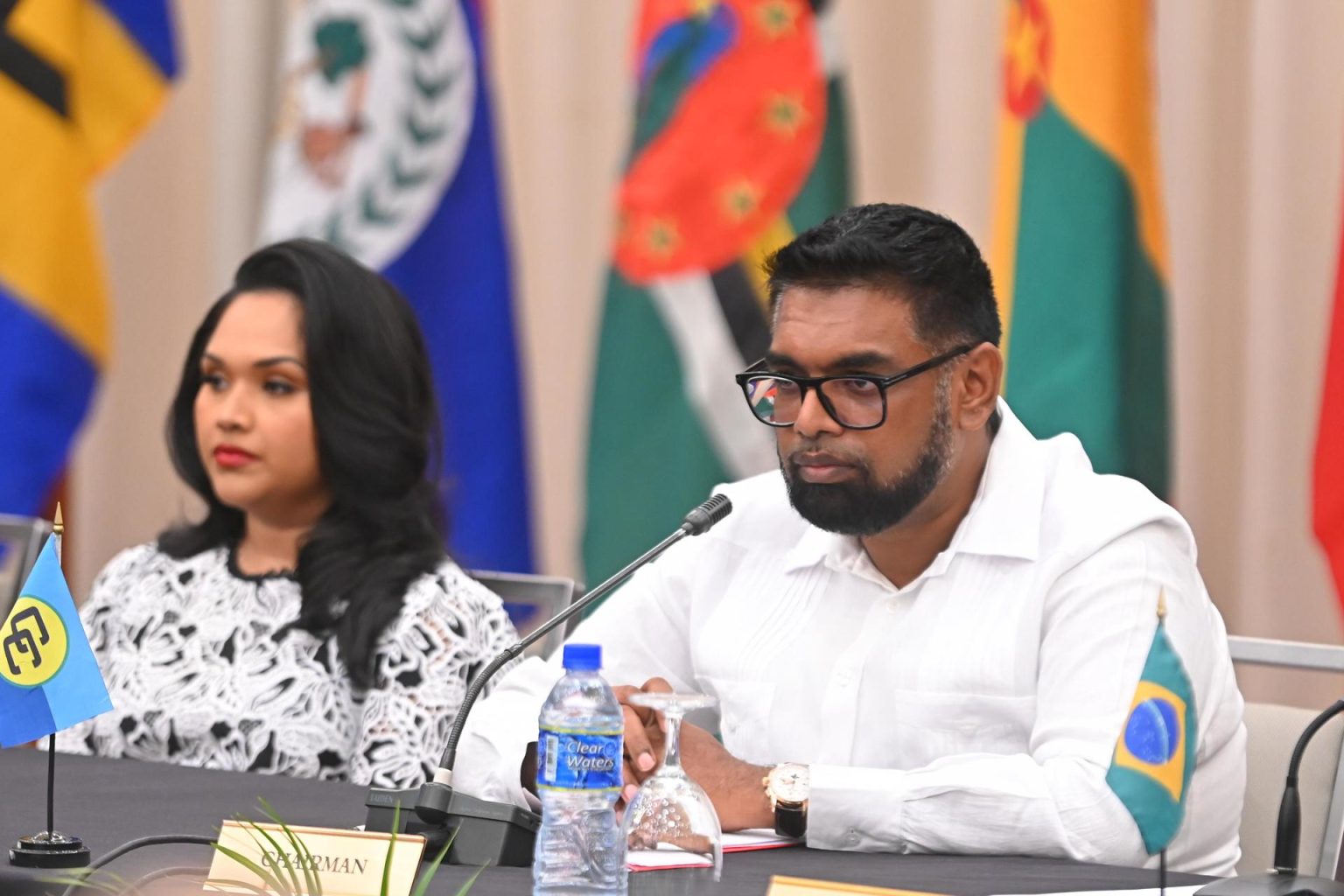 Fotografía de archivo del presidente de Guyana, Irfaan Ali, participando en la cumbre de la Comunidad del Caribe (Caricom) en Georgetown (Guyana). EFE/ Nazima Raghubir