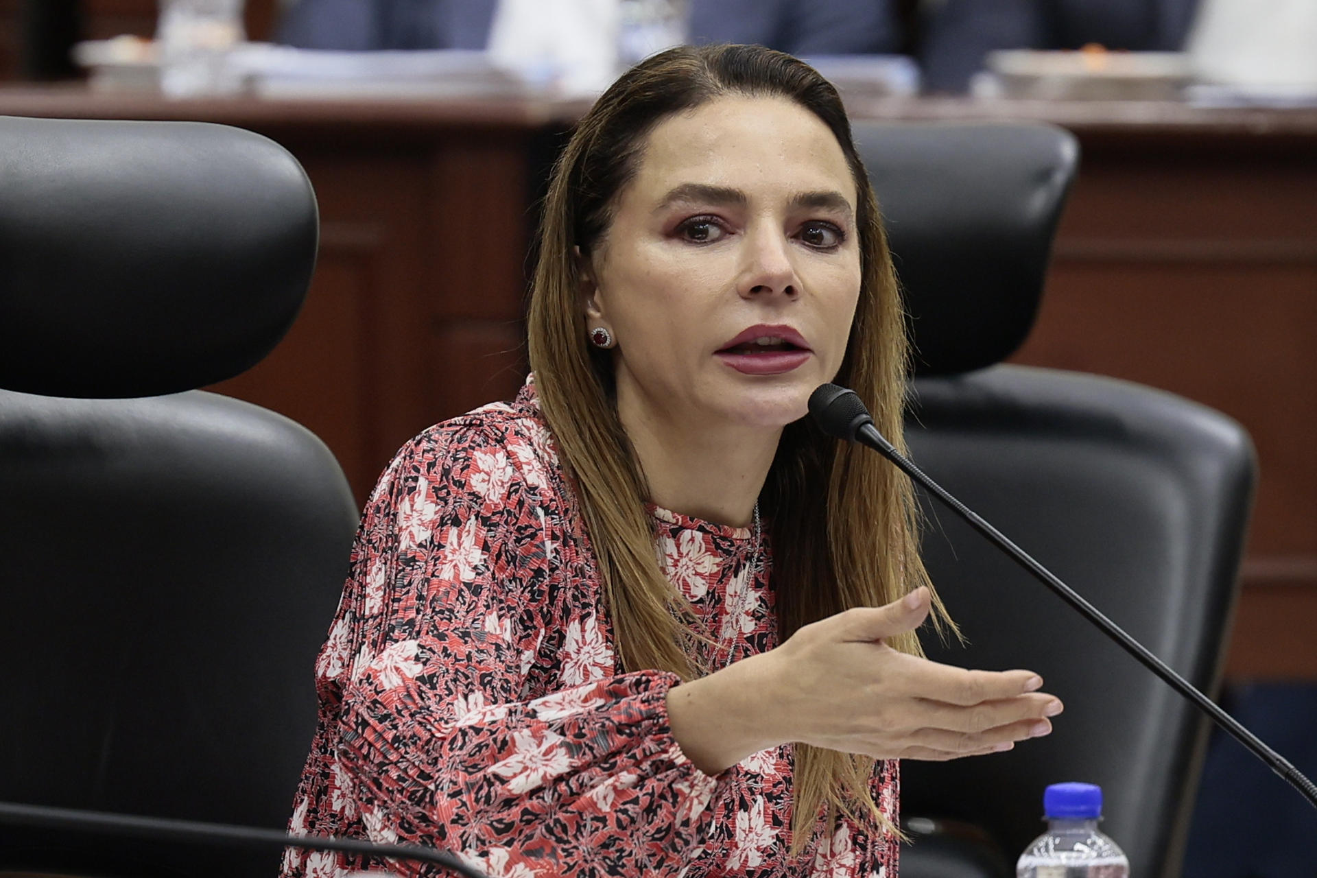 La consejera del Instituto Nacional Electoral (INE), Carla Humphrey, participa durante una sesión de ese Instituto celebrada este miércoles en Ciudad de México (México). EFE/José Méndez
