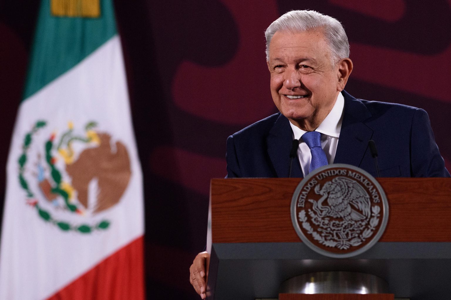 Fotografía cedida por la Presidencia de México del mandatario mexicano, Andrés Manuel López Obrador, durante una rueda de prensa este miércoles, en Palacio Nacional de la Ciudad de México (México). EFE/Presidencia de México / SOLO USO EDITORIAL/SOLO DISPONIBLE PARA ILUSTRAR LA NOTICIA QUE ACOMPAÑA (CRÉDITO OBLIGATORIO)