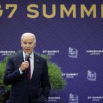 Fotografía de archivo del presidente de los Estados Unidos. Joe Biden, hablando durante una conferencia de prensa tras la cumbre de líderes del Grupo de los Siete (G7), el 21 de mayo de 2023, celebrada en Hiroshima (Japón). EFE/Kiyoshi Ota / POOL ARCHIVO