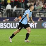 Manuel Ugarte de Uruguay celebra después de anotar el gol en la Copa América 2024. EFE/EPA/ALLISON DINNER