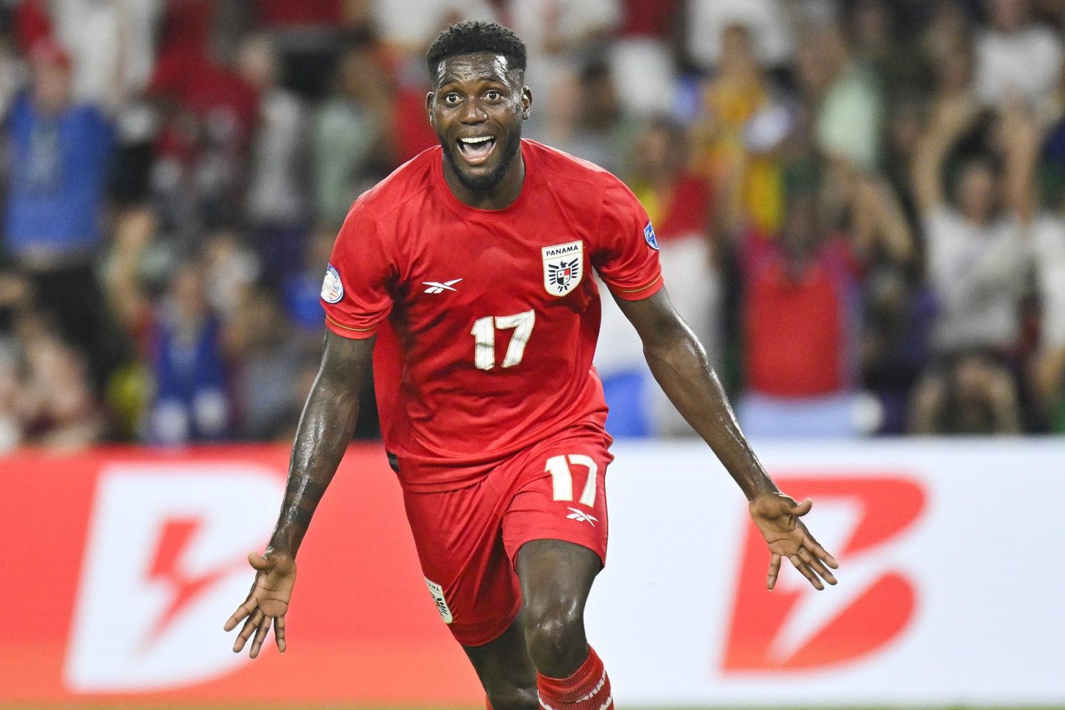 El delantero panameño José Fajardo fue registrado el pasado 1 de julio al celebrar un gol que le anotó a Bolivia, durante un partido del grupo C de la Copa América 2024, en el estadio Intre&Co de Orlando (Florida, EE.UU.). EFE/Miguel Rodríguez