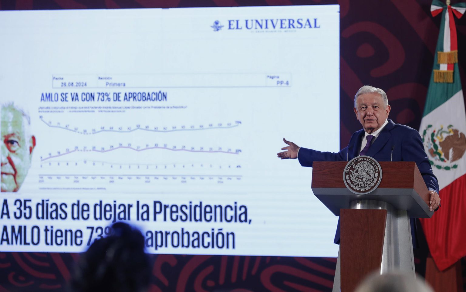 El presidente de México, Andrés Manuel López Obrador, habla durante su conferencia de prensa matutina este lunes, en el Palacio Nacional de la Ciudad de México (México). EFE/ Isaac Esquivel