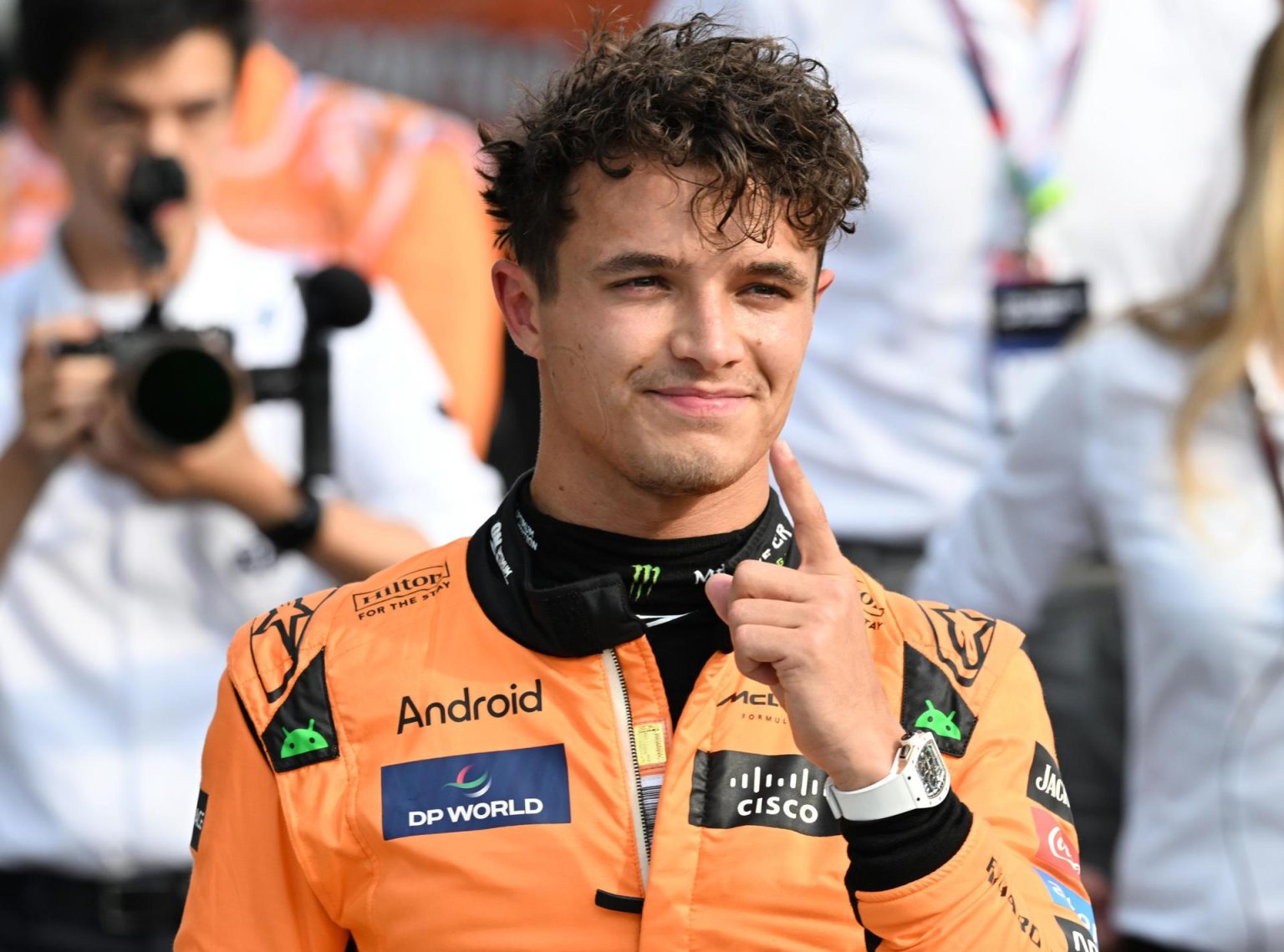 El piloto británico de McLaren Lando Norris, durante el Gran Premio de Italia de F1. EFE/EPA/Daniel Dal Zennaro